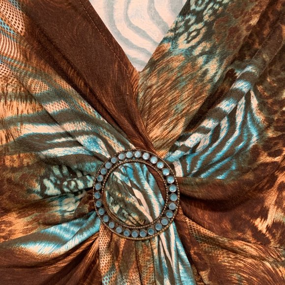 Bellessa Stretch Top V-Neck Ruched Top Womens Sz 4 - Picture 5 of 9